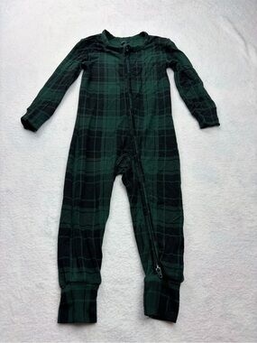 Skims Baby Green Plaid Zip Footless Sleeper Pajamas 9M Modal